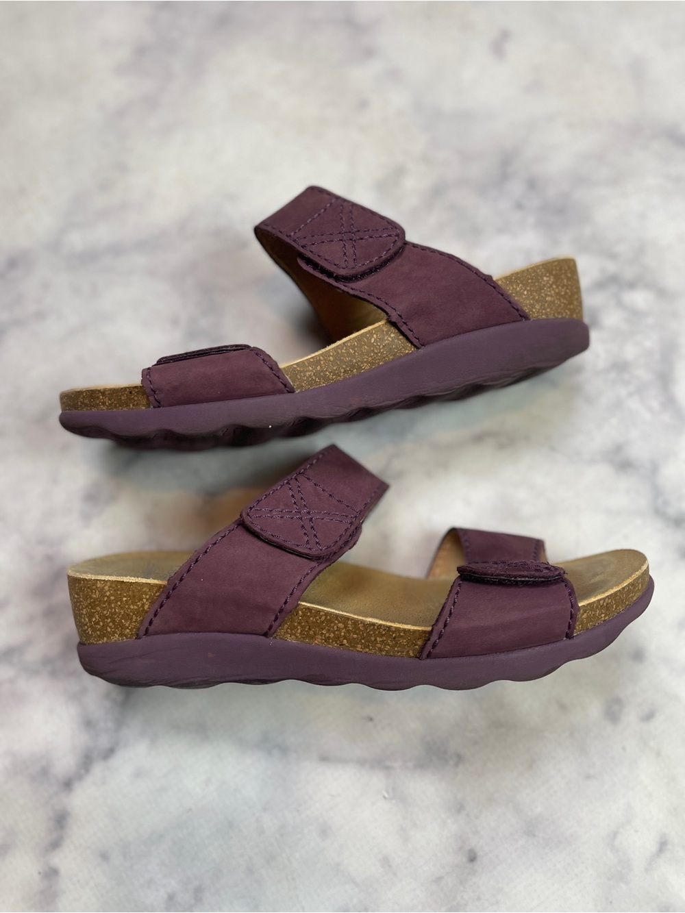 DANSKO Maddy Purple Milled Nubuck Suede Slide Sandals Comfort Sz 38 / 7.5-8